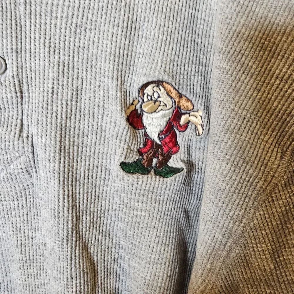 Disney Snow White Thermal Long Sleeve Gray Pajama Top - Picture 12 of 13